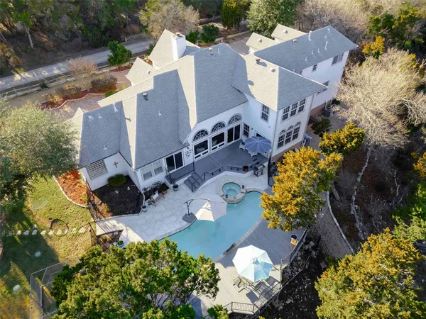 an aerial view of a house