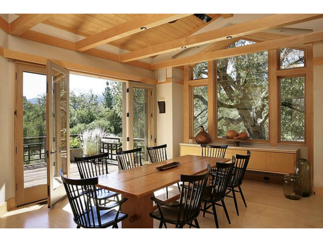 150 Farm Road Woodside, CA 94062 - Photo 8 of 19 a view of a dining room with furniture window and outside view