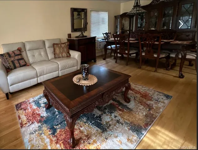 a living room with furniture and a rug