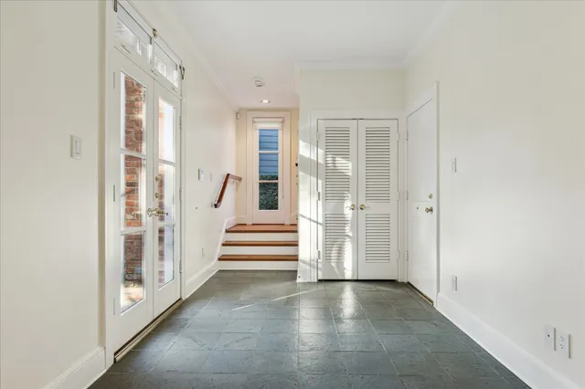 a view of an empty walk in closet