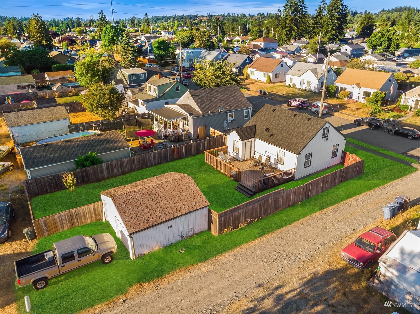 7236 South Montgomery Street Tacoma, WA 98409 - Photo 32 of 34 an aerial view of a house with a garden and houses