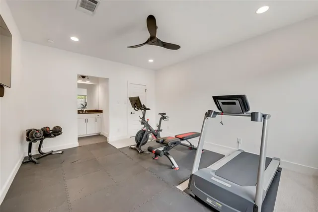 a view of room with gym equipment