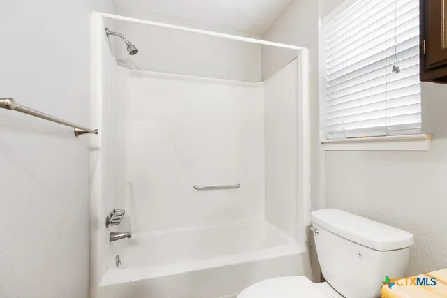 a bathroom with a toilet and a bathtub