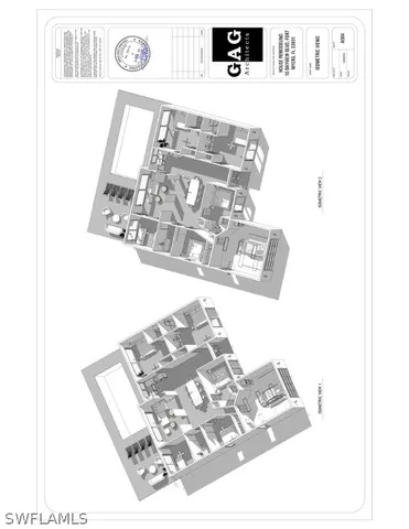 a swimming pool with outdoor seating and a garden