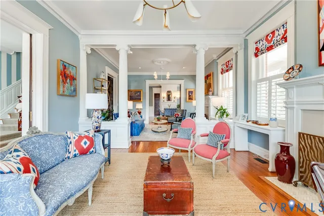 a living room with furniture and a couch