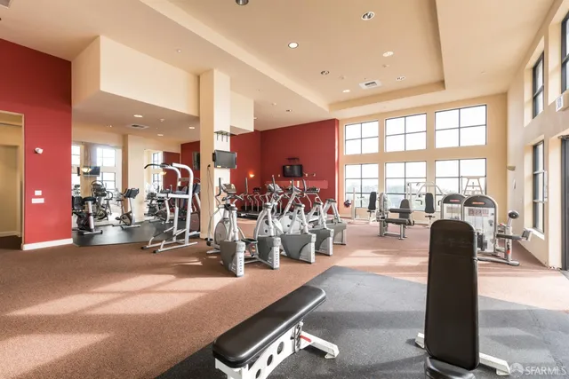 a view of a room with gym equipment
