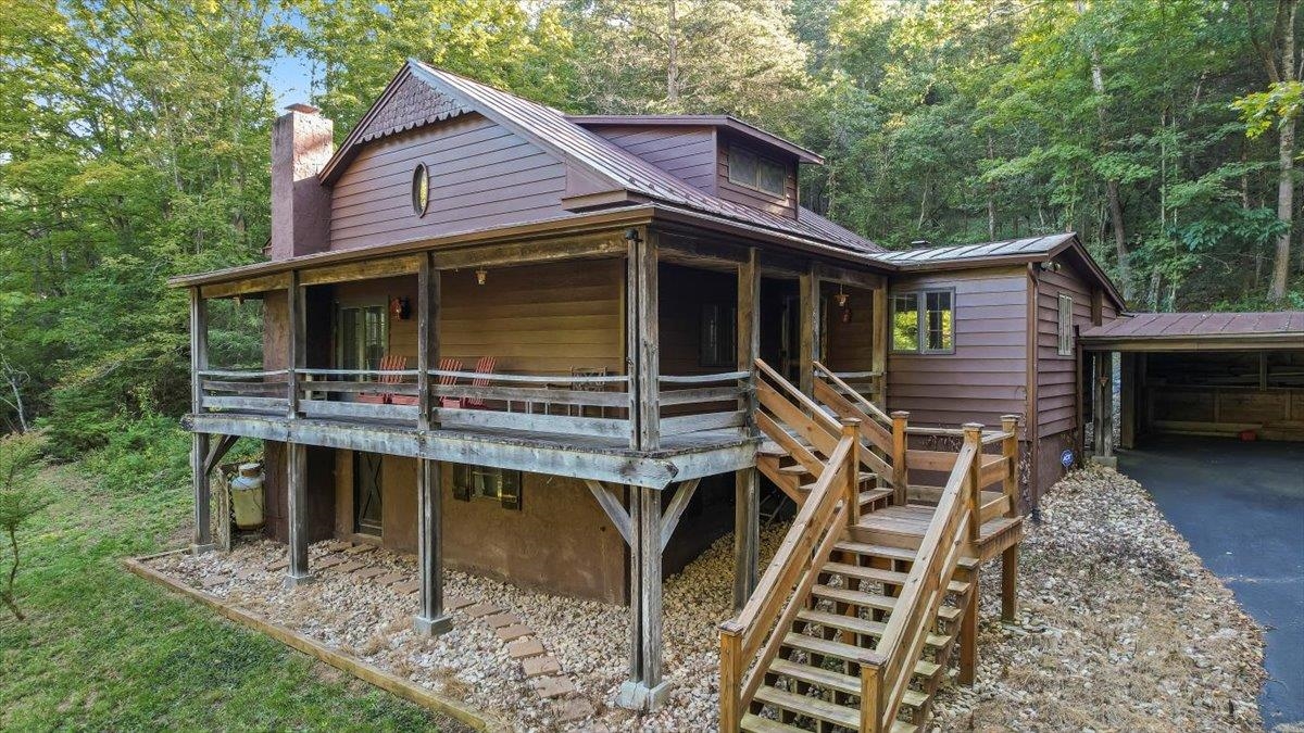 a house with trees in front of it