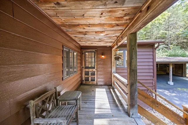 a view of wooden door