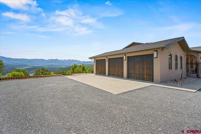 a view of a balcony with mountain view