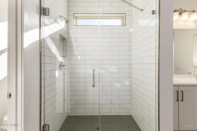 a bathroom with a shower