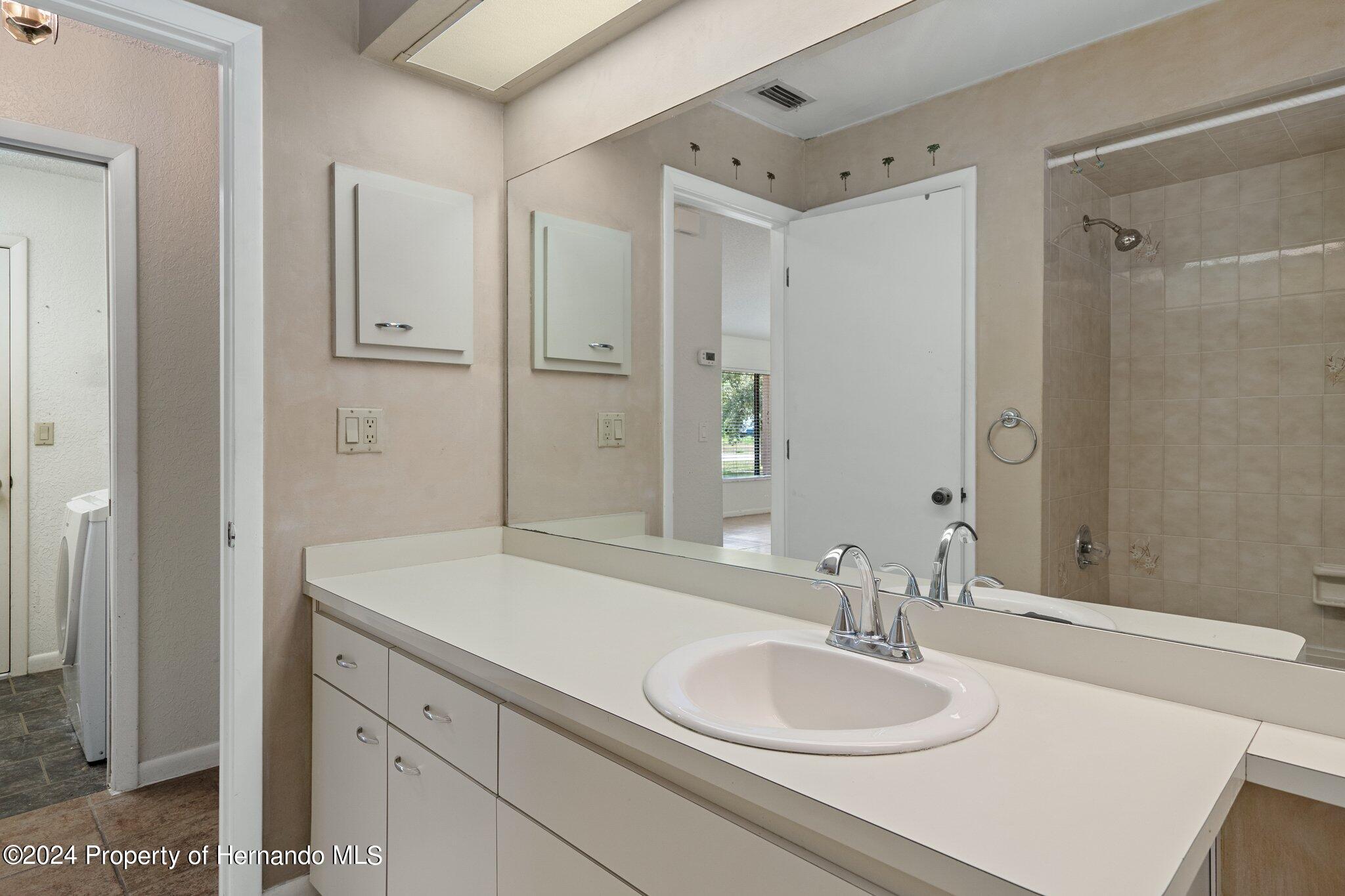 9290 Eldridge Road Spring Hill, FL 34608 - Photo 33 of 55 a bathroom with a sink and a mirror