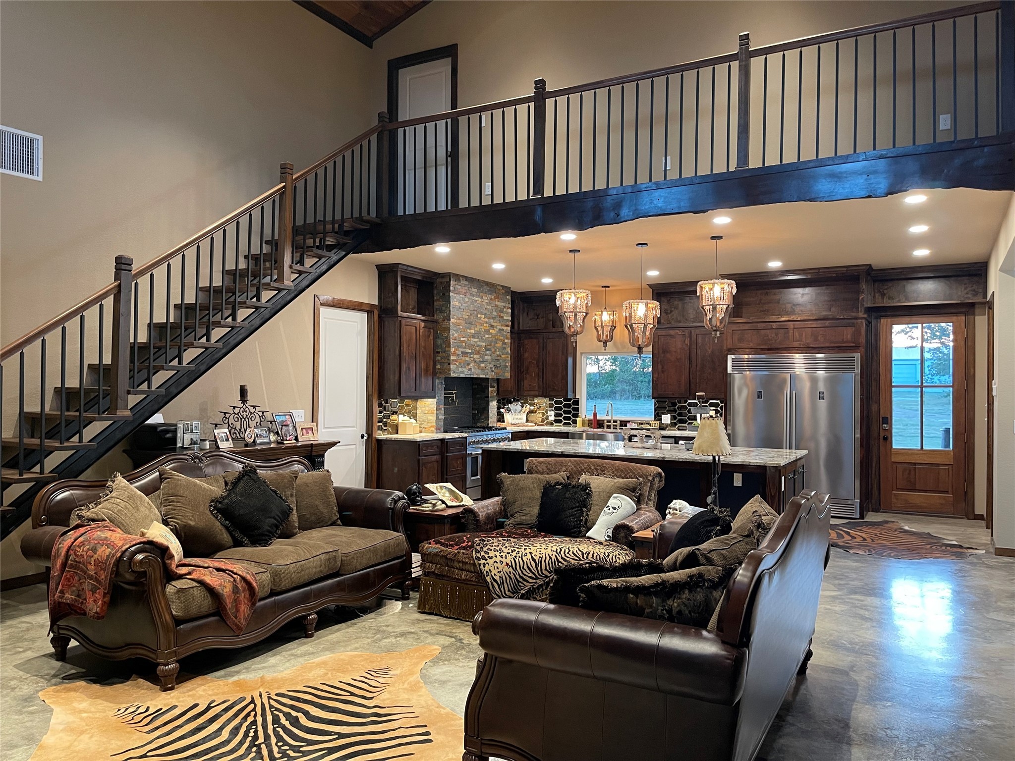 a living room with furniture