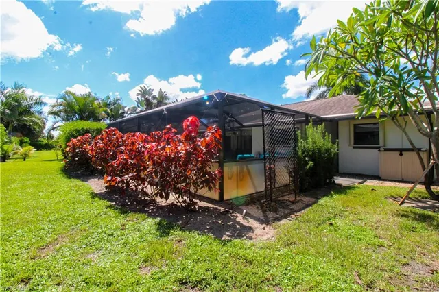 a view of a backyard with plants