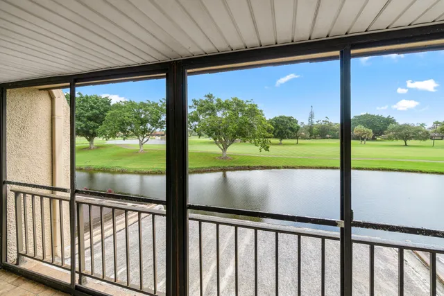 a view of lake from a balcony