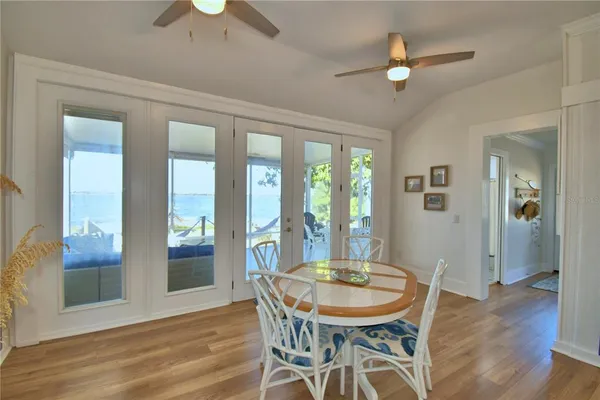 a large kitchen with lots of counter space and stainless steel appliances