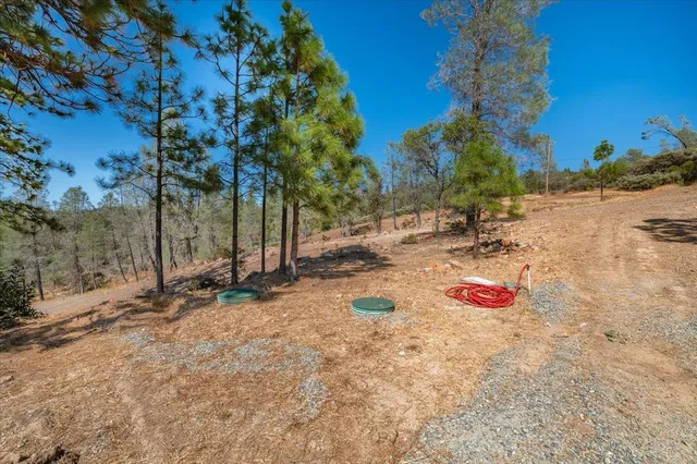 a view of a backyard of a house