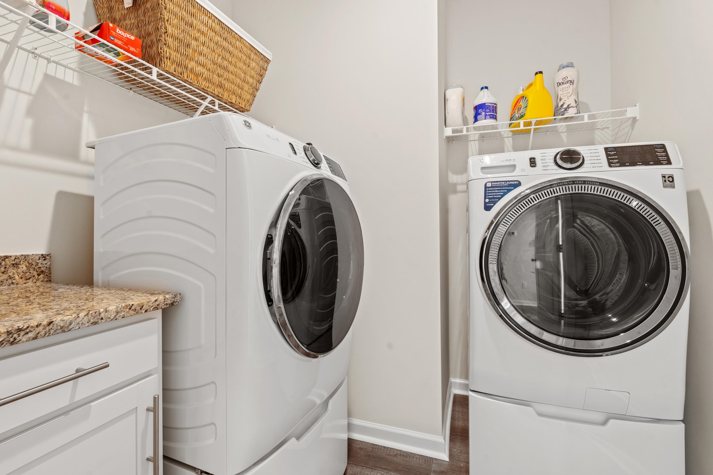 361 Palmetto Sand Loop Conway, SC 29527 - Photo 17 of 28 Laundry room with dark wood-style flooring and independent washer and dryer