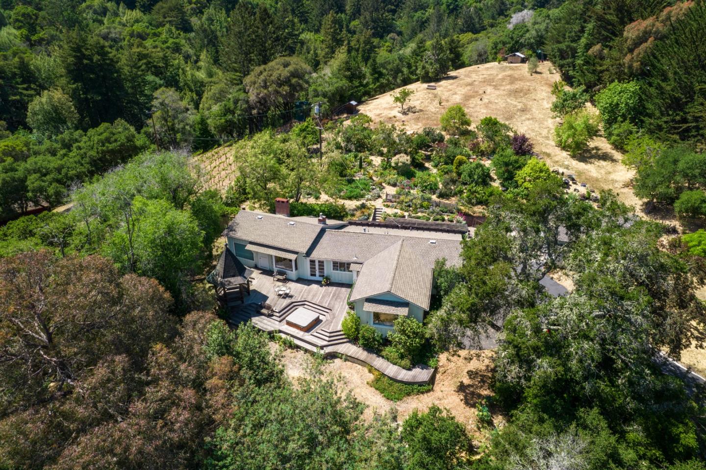 157 Happy Valley Road Santa Cruz, CA 95065 - Photo 3 of 45 an aerial view of a house with a yard
