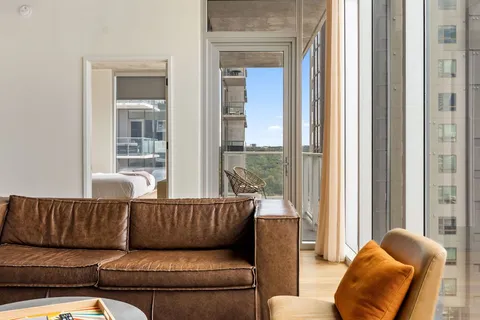 a view of a city with tall buildings