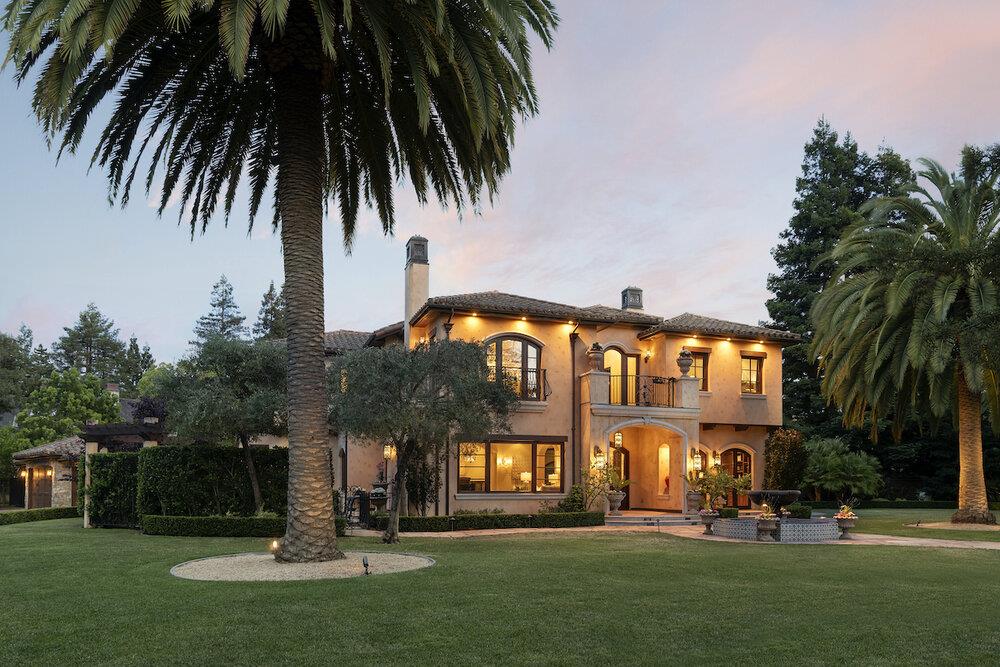 247 Atherton Avenue Atherton, CA 94027 - Photo 2 of 8 front view of house with a yard and palm trees