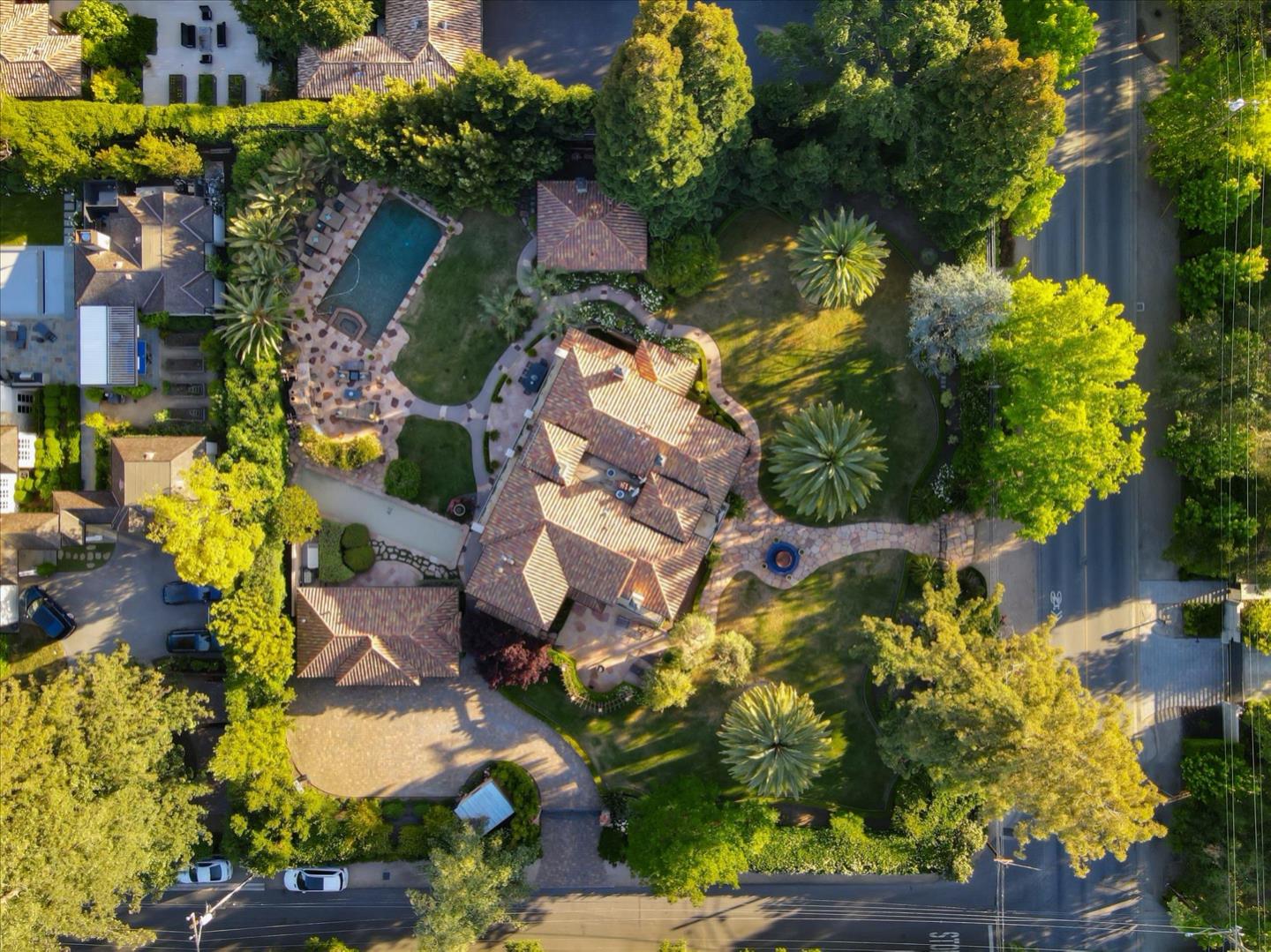 247 Atherton Avenue Atherton, CA 94027 - Photo 8 of 8 an aerial view of residential house with outdoor space and swimming pool