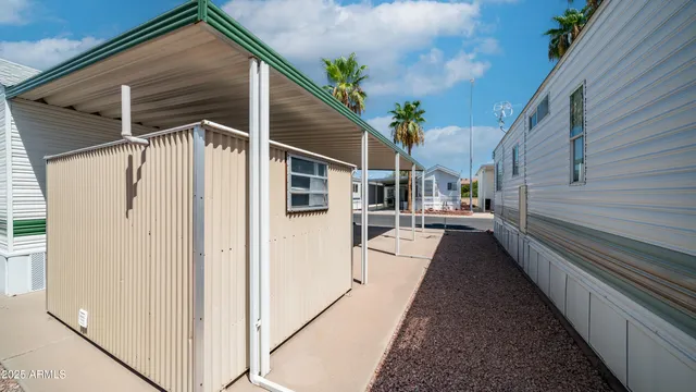 a view of a swimming pool with a garden