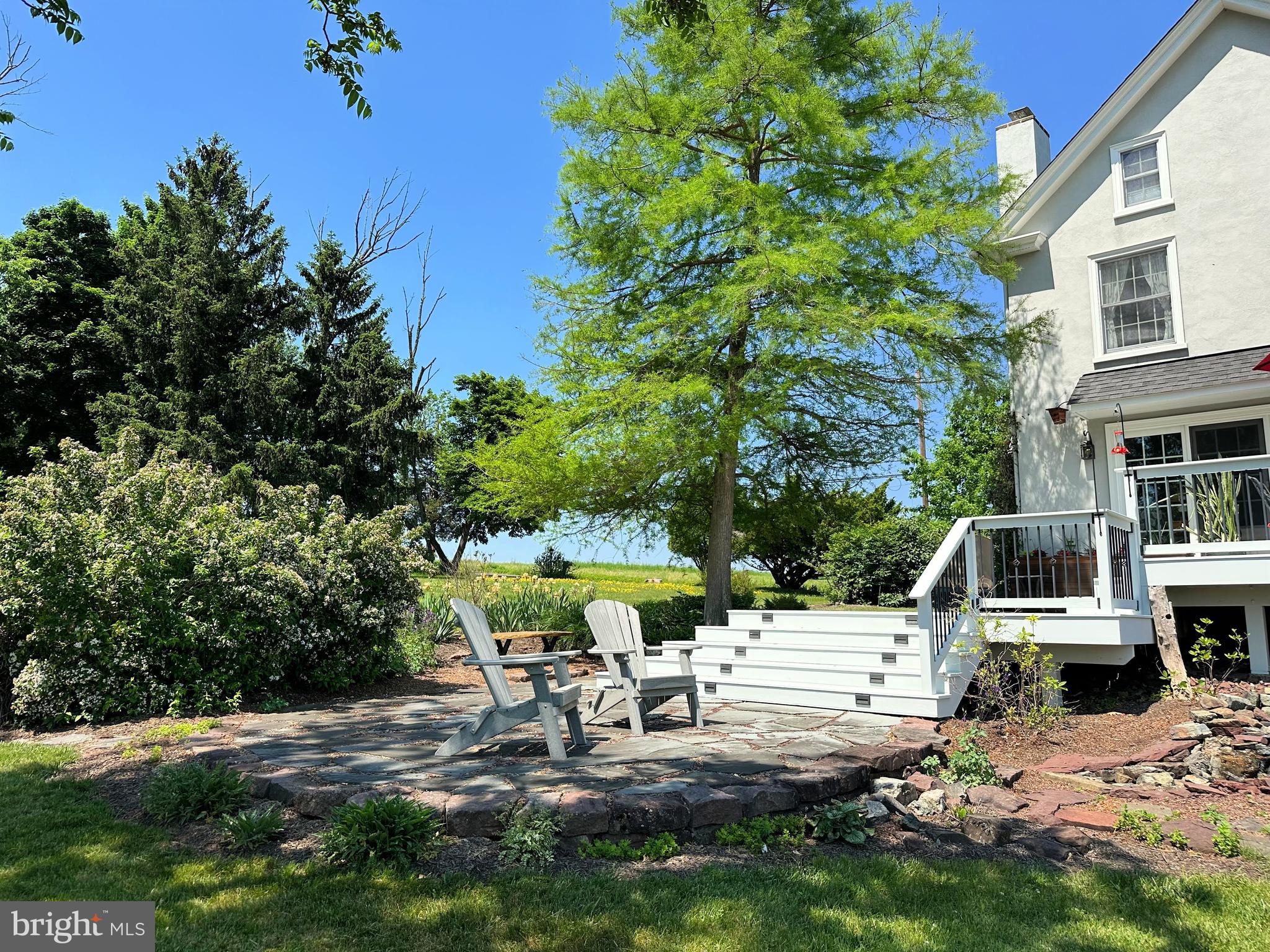 2382 Bergey Road Harleysville, PA 19438 - Photo 11 of 52 a view of backyard with a table and chairs under an umbrella