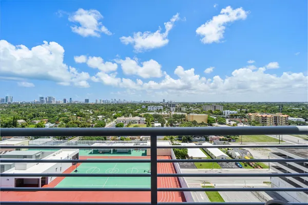 an aerial view of a city
