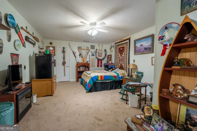 a bed room with a bed and a walk in closet