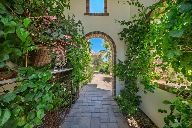 a view of a living room and a garage