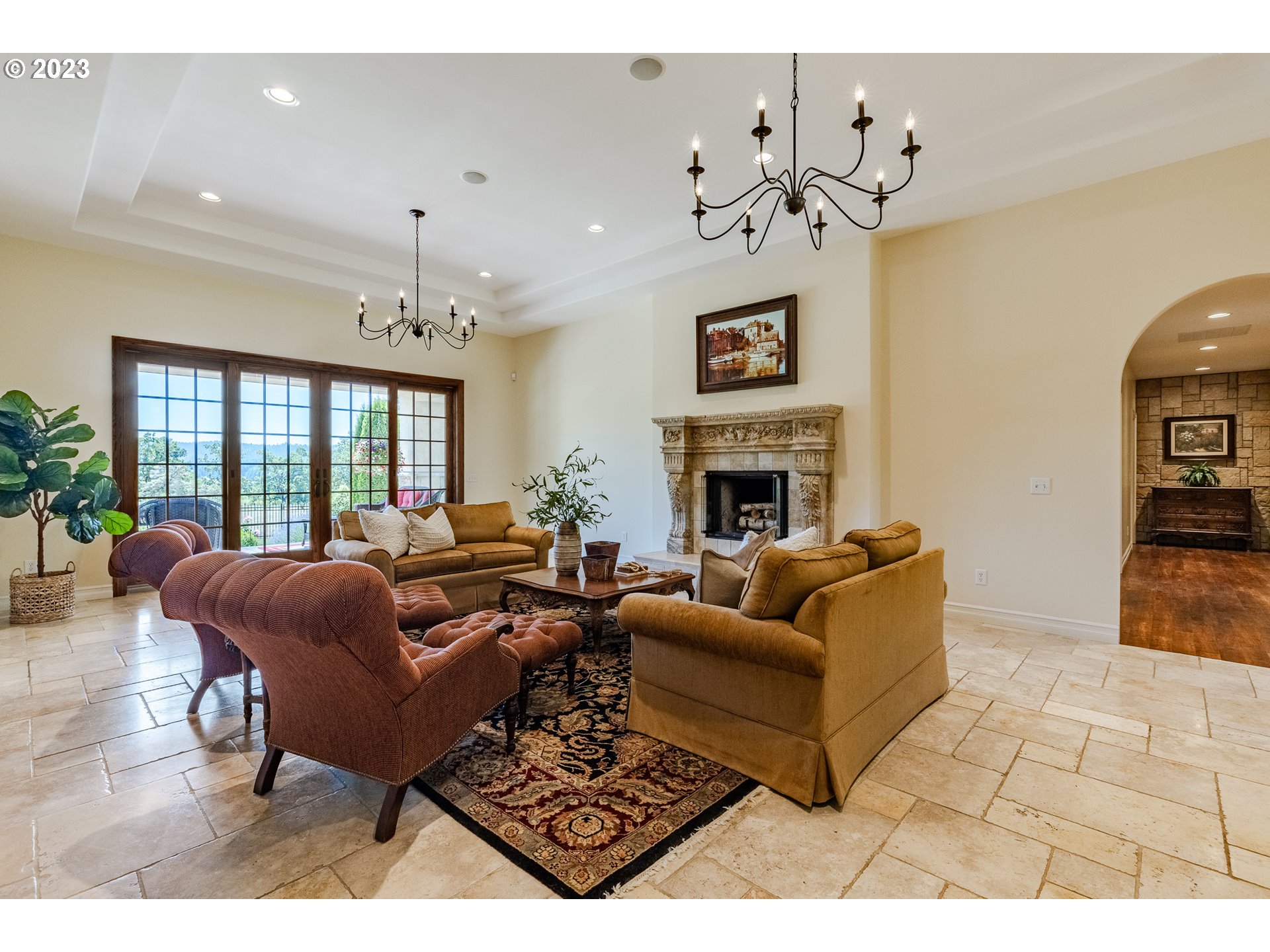 86705 Pine Grove Road Eugene, OR 97402 - Photo 14 of 48 a living room with furniture a couch and a fireplace