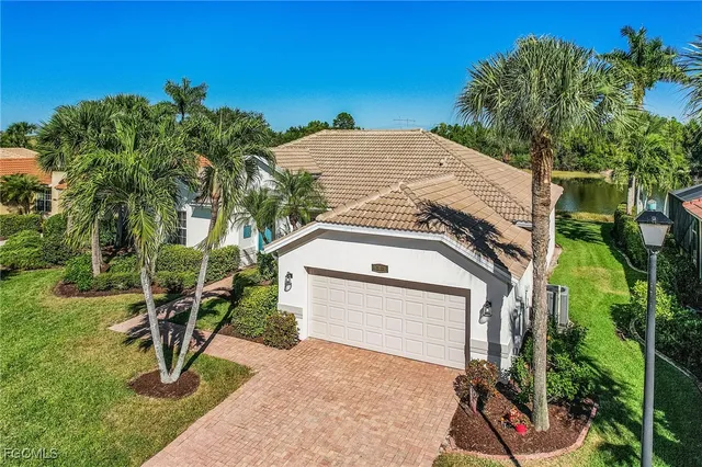 an aerial view of a house with garden