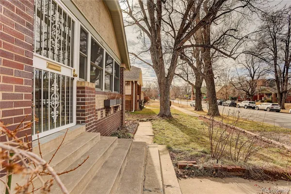 a view of a pathway with a building