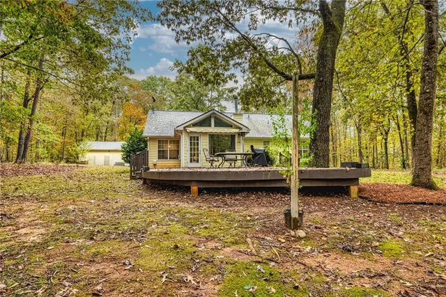 a view of a city with an outdoor space