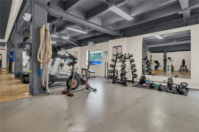 a view of a room with gym equipment