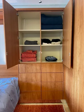 a close view of walk in closet