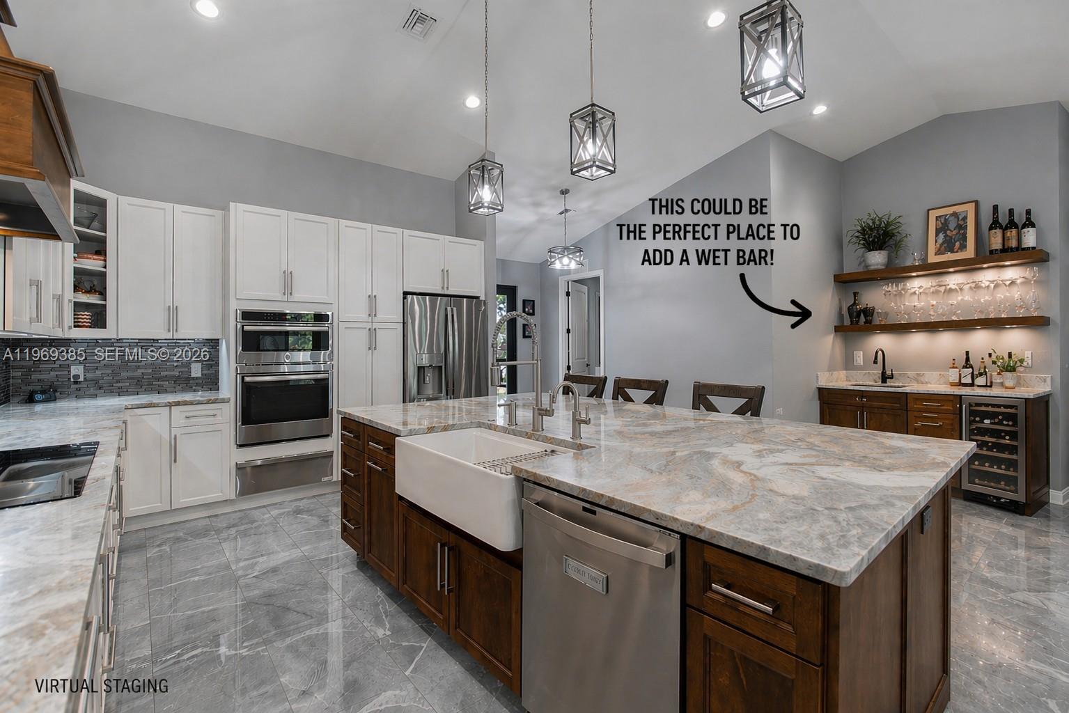 16630 132nd Terrace North Jupiter, FL 33478 - Photo 9 of 31 VIRTUALLY STAGED SO YOU CAN SEE HOW BEAUTIFUL A WET BAR WOULD BE. WATER IS AVAILABLE BEHIND WALL