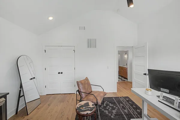 a living room with furniture