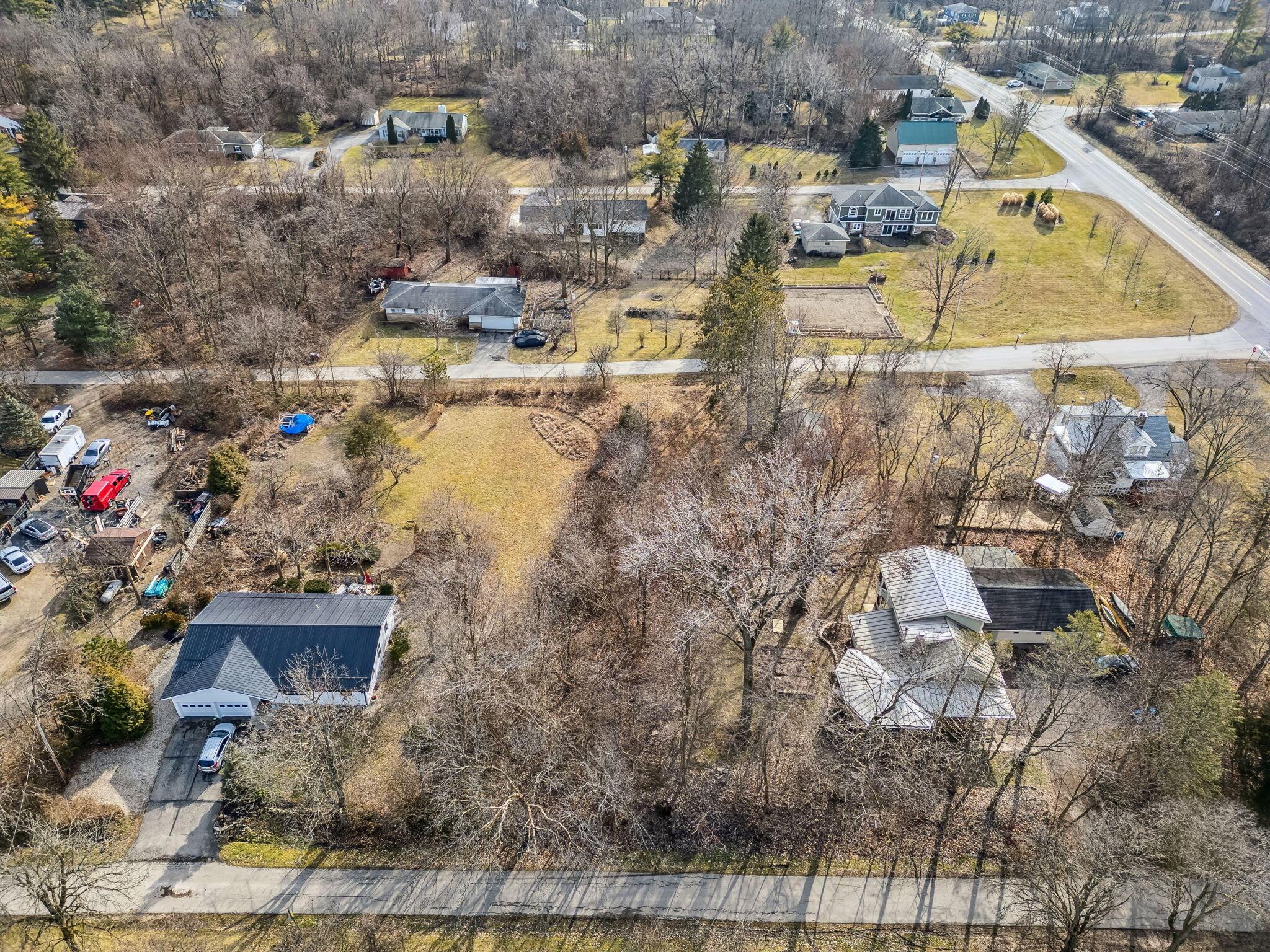 0 Goode Road Powell, OH 43065 - Photo 2 of 34 Aerial view from Harriott Rd. property is between the black roof & white house from Harriott Rd. to Goode Rd.
