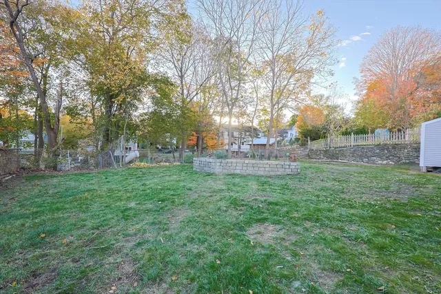 a view of a yard with a tree