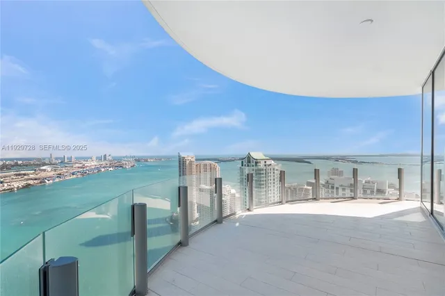 a view of a terrace with city view