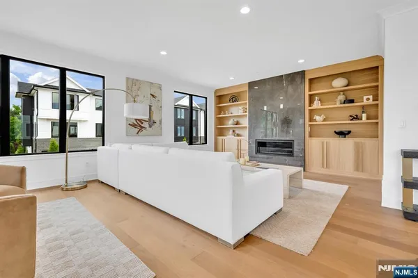 a large white room with a large window