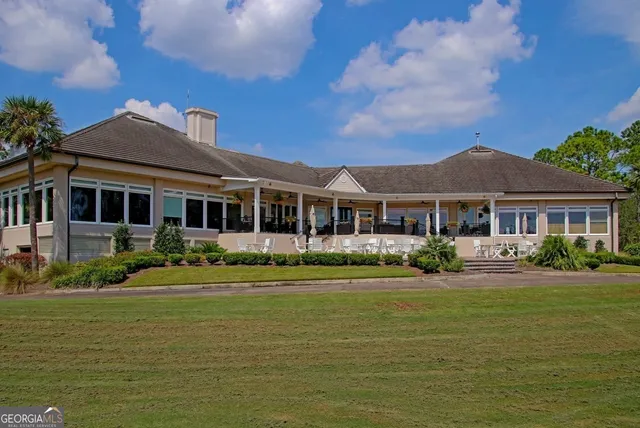 a view of a table and chairs in patio