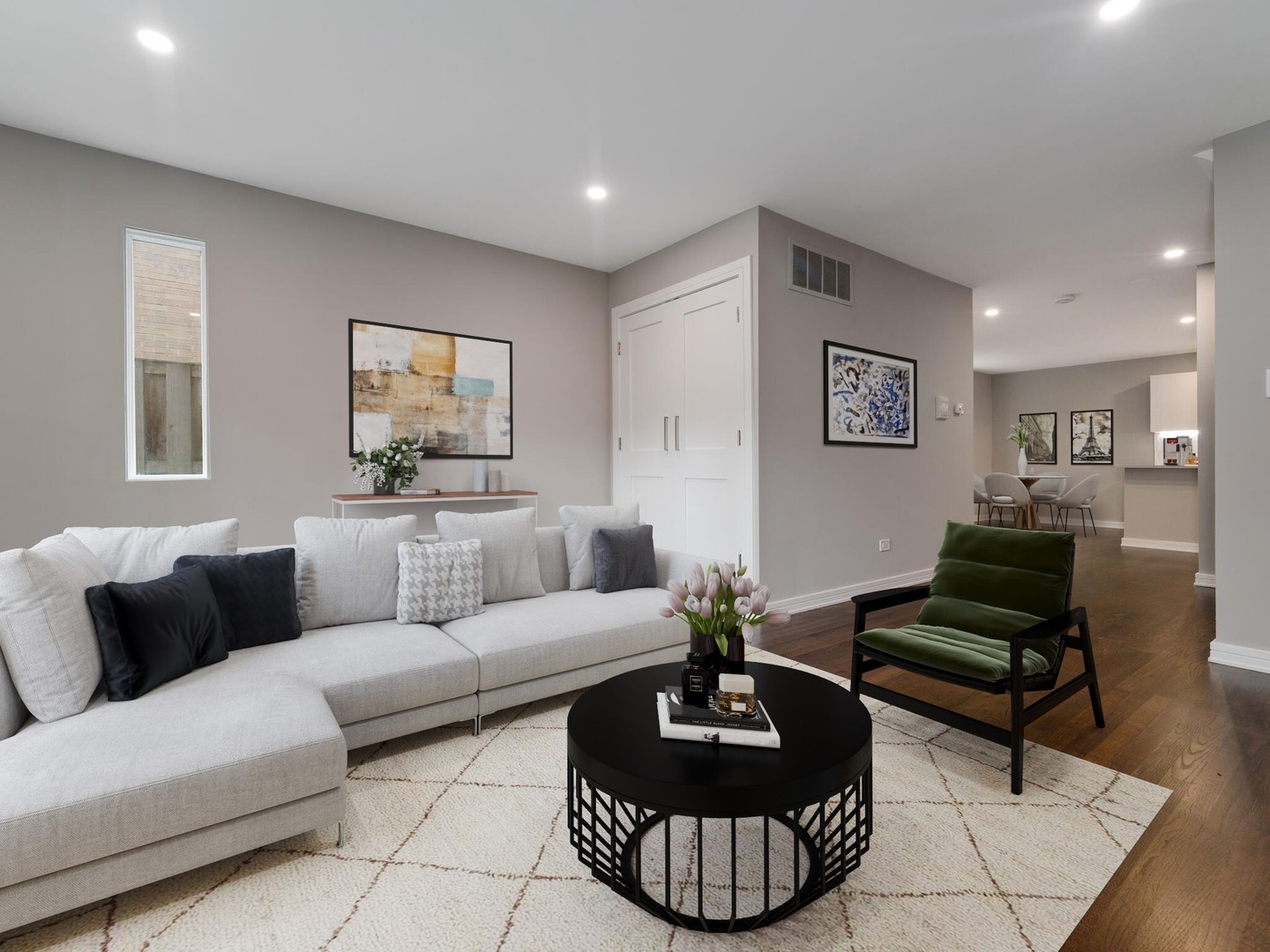 1114 West Altgeld Street, Unit A2 Chicago, IL 60614 - Photo 3 of 19 a living room with furniture and a rug