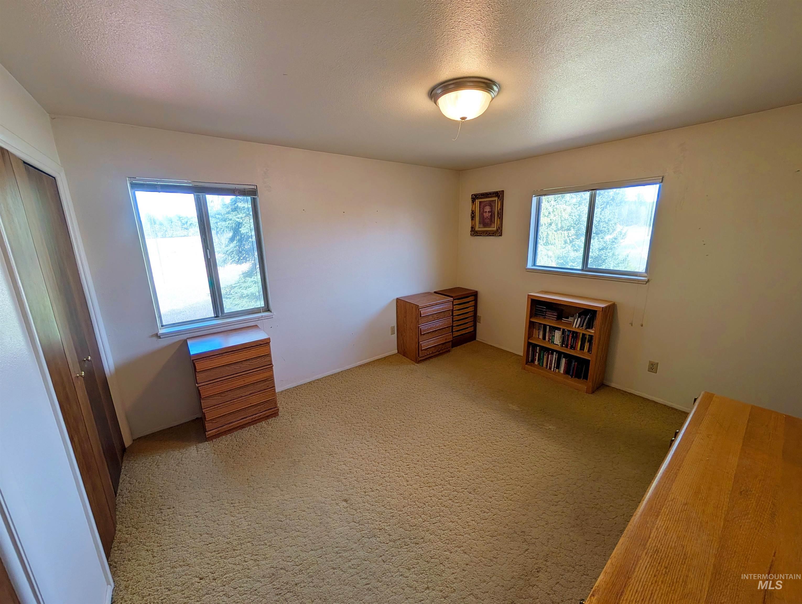 11100 Bens Road Cascade, ID 83611 - Photo 30 of 35 Spacious room featuring two windows, neutral wall tones, and golden-hued carpeting