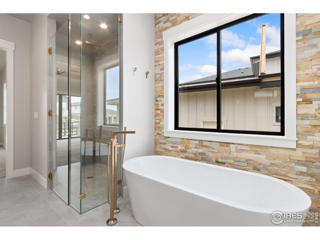 6325 Sanctuary Drive Windsor, CO 80550 - Photo 21 of 42 a bathroom with a tub and a view of living room