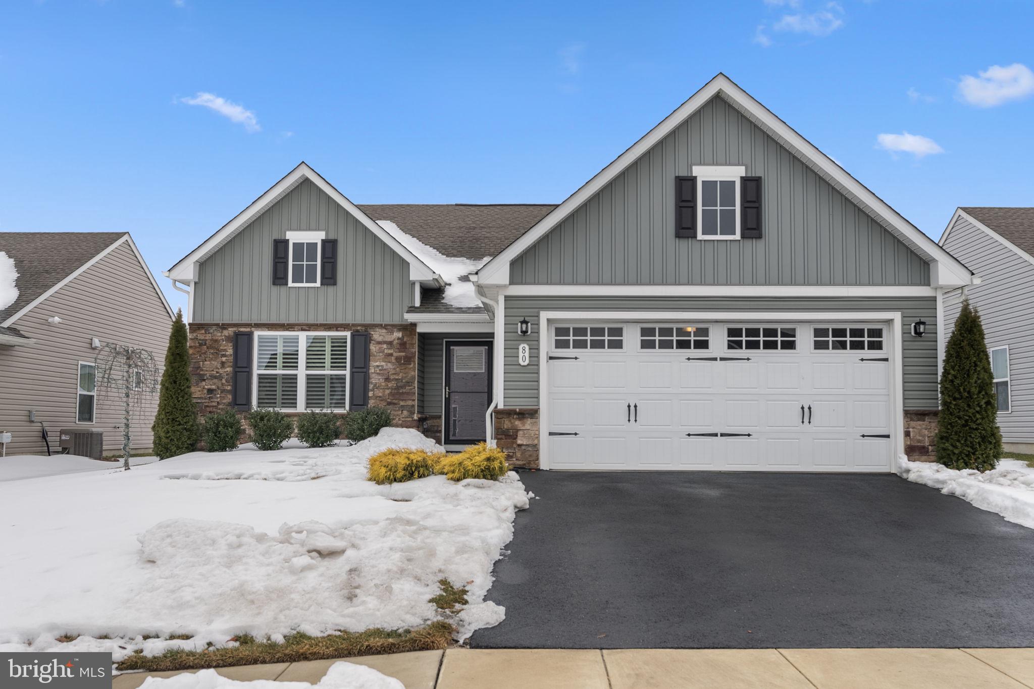 a view of a house with snow in the background
