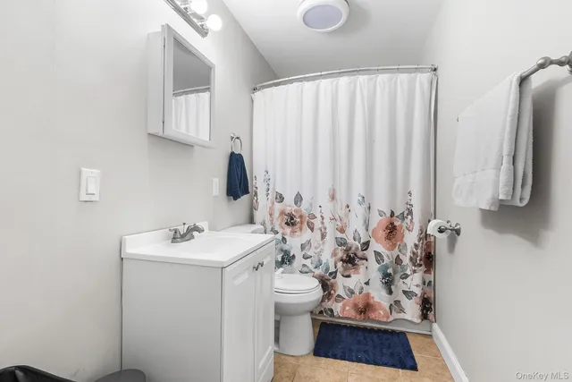 a bathroom with a sink a toilet and mirror