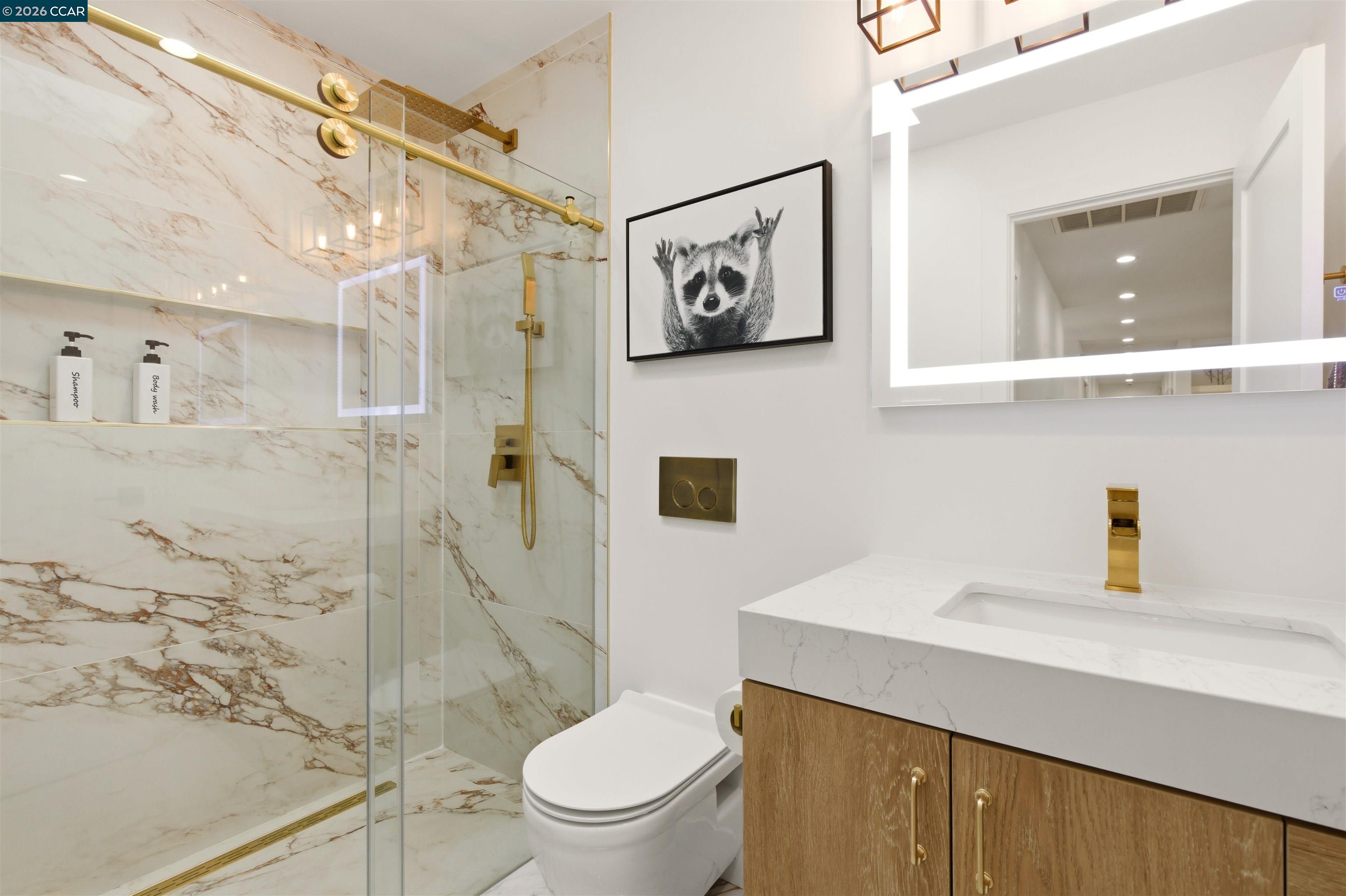3298 Gloria Terrace Lafayette, CA 94549 - Photo 34 of 40 a bathroom with a sink a toilet and shower
