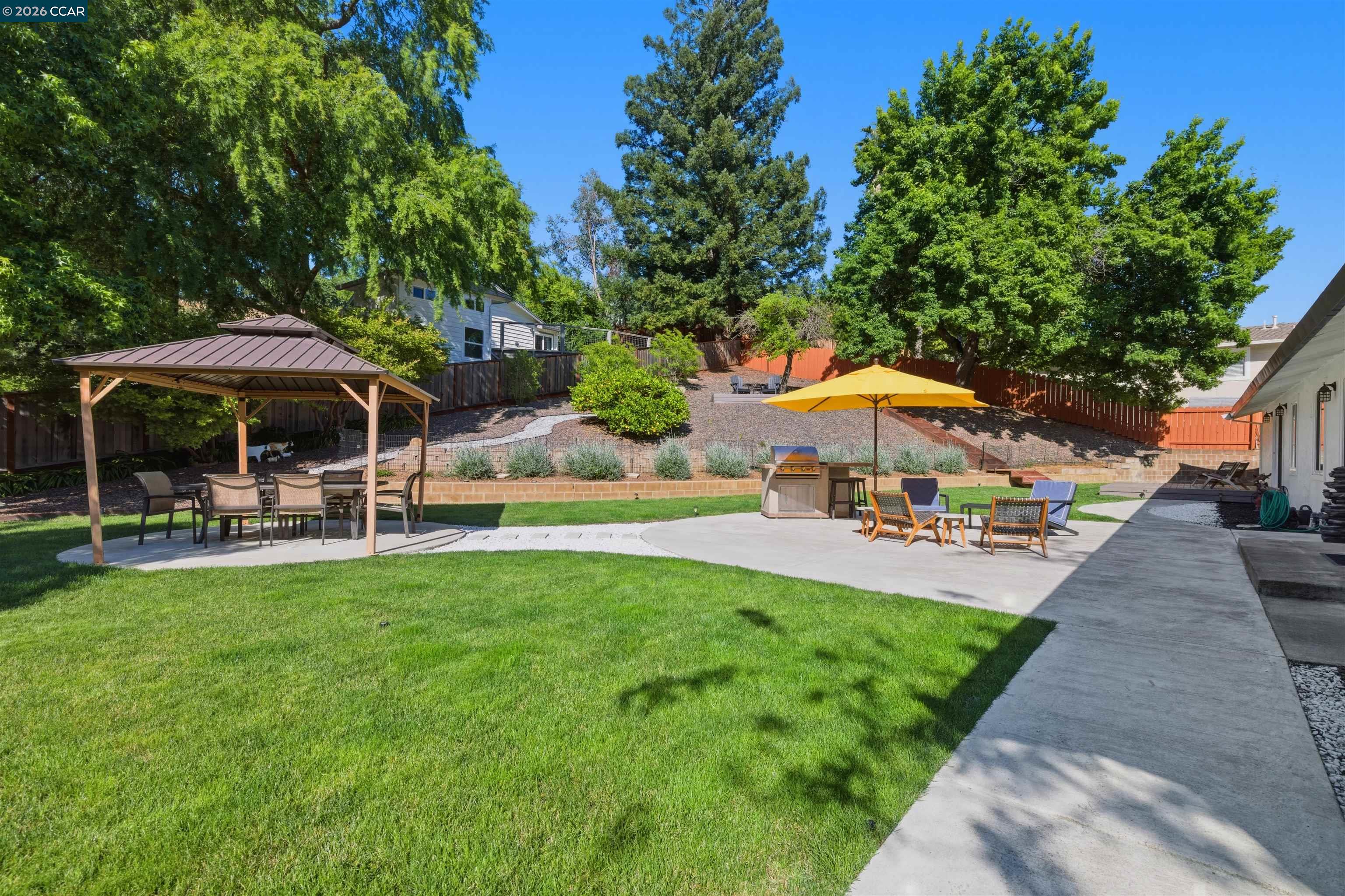 3298 Gloria Terrace Lafayette, CA 94549 - Photo 4 of 40 a view of a swimming pool with a table and chairs under an umbrella